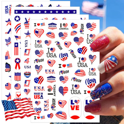 4th of July Nail Stickers - 8 Sheets